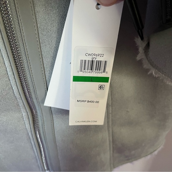 NWT Calvin Klein Asymmetrical Faux Shearling Grey LG (US 12-14) - Picture 8 of 12